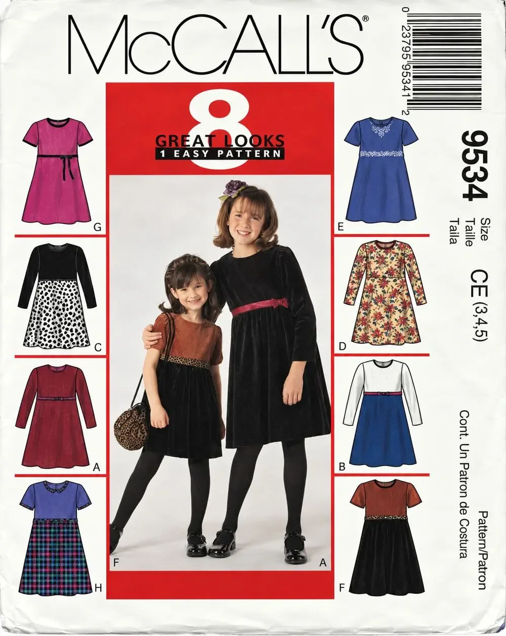 McCalls 9534 Kids Sewing Pattern Dress & Purse Size 3T-4T-5T Uncut
